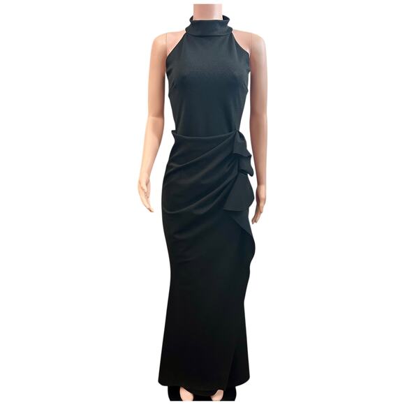 Chiara Boni La Petite Robe Black Halter Evening Gown Dress IT Size 48 US 12 - Picture 9 of 9
